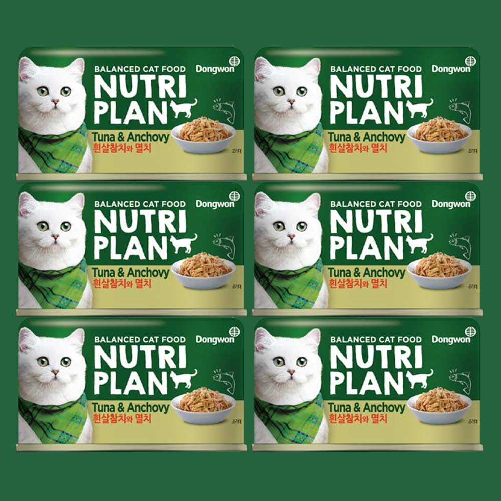 동원 뉴트리플랜 고양이캔 습식 고양이간식 통조림 흰살참치와멸치 160g 12개