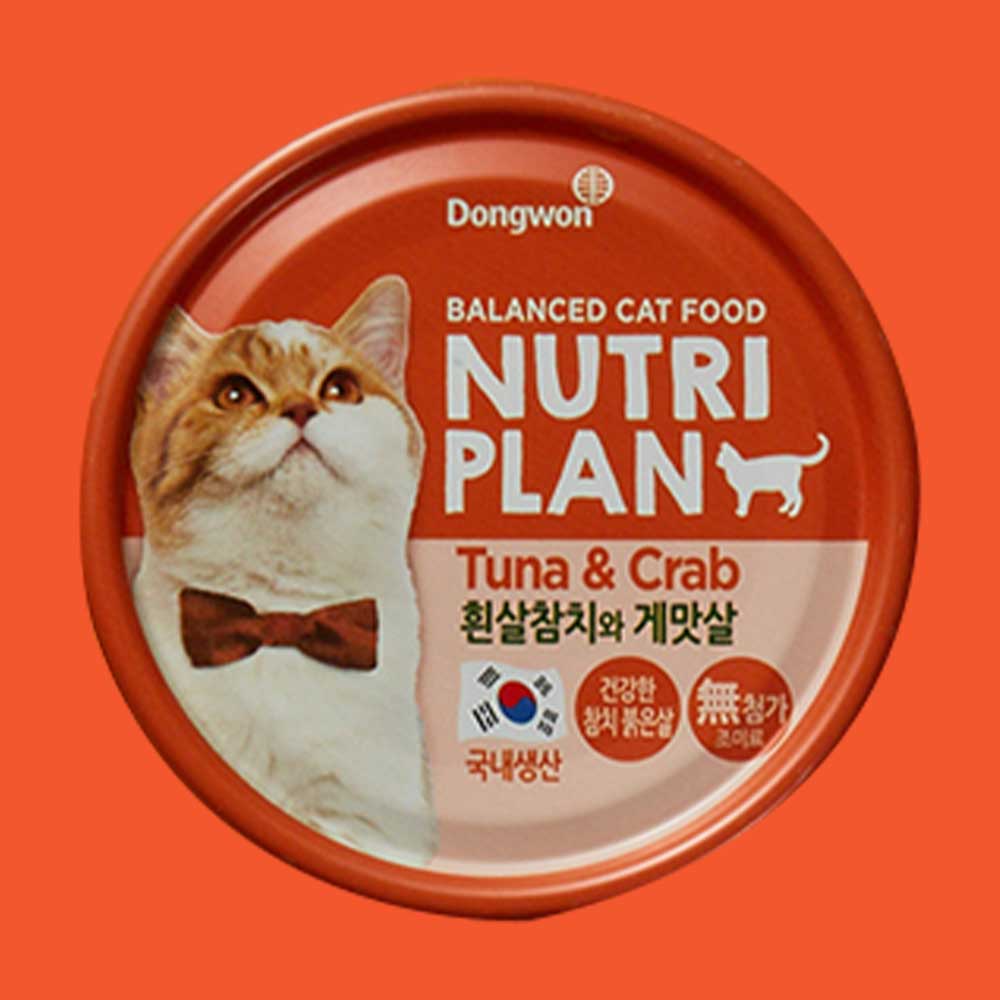 동원 뉴트리플랜 고양이캔 습식 고양이간식 통조림 흰살참치와게맛살 160g