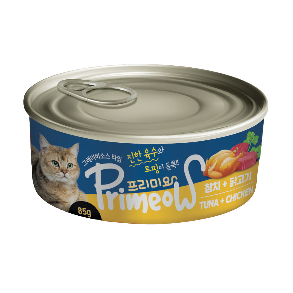 프리미요 캔 그레이비 고양이캔 통조림 보양식 참치 닭고기 85g